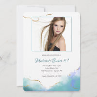 Aquarelle tendance Sweet sixteen photo Invitation