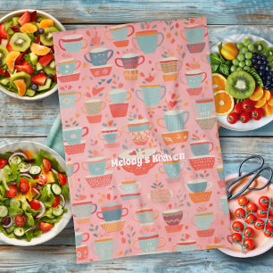 Aquarelle Thé Café Personnalisé Retro Serviette Th
