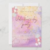 Aquarelle thème Valentines Jour Fête Invitation (Devant)