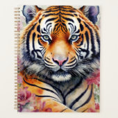 Aquarelle Tigre Avec Fleurs Peinture Florale (Devant)