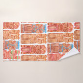 Aquarelle tiki hawaii totem sans couture motif (Serviette de bain)