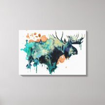 Aquarelle toile Moose Imprimer