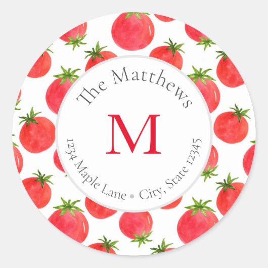 Aquarelle Tomates Motifs étiquettes (Devant)