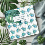 Aquarelle Tortue de mer Carnet personnalisé<br><div class="desc">Le carnet de tortue de mer et de feuilles de palmier est parfait pour le voyage ou le retour à l'école. Le design présente une aquarelle originale de Victoria Grigaliunas dans les tons turquoise, bleu et vert. Ce carnet de notes motif tropical est un cadeau parfait pour les tortues de...</div>