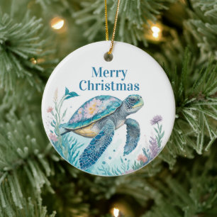 Aquarelle Tortue de mer Côte Ornement de Noël