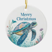 Aquarelle Tortue de mer Côte Ornement de Noël (Devant)