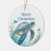 Aquarelle Tortue de mer Côte Ornement de Noël (Gauche)