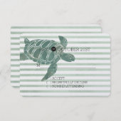 Aquarelle Tortue de mer Frappes Mariage RSVP (Devant / Derrière)