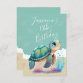Aquarelle Tortue Océan Anniversaire Merci (Devant / Derrière)