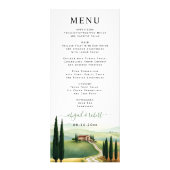 Aquarelle Toscane Italie paysage Carte menu mariag (Devant)