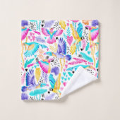 Aquarelle Toucans, Maccaws et la jungle des colibr (Gant de toilette)