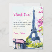 Aquarelle Tour Eiffel Carte de remerciements d'ann (Devant)