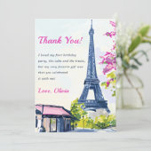 Aquarelle Tour Eiffel Carte de remerciements d'ann (Debout devant)