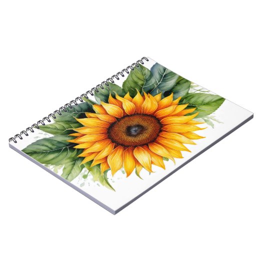 aquarelle tournesol dessiné à la main Carnet spira (Côté gauche)