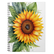 aquarelle tournesol dessiné à la main Carnet spira