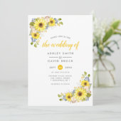 Aquarelle tournesol Faire-part de mariage rustique (Debout devant)