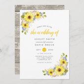 Aquarelle tournesol Faire-part de mariage rustique (Devant / Derrière)