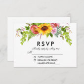 Aquarelle Tournesol Floral Mariage RSVP (Devant / Derrière)