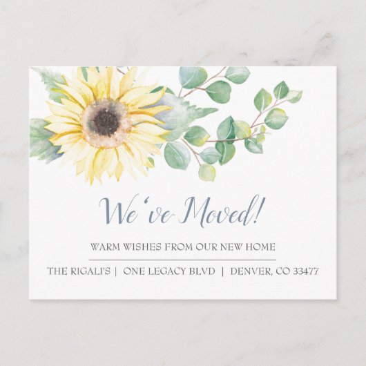 Aquarelle Tournesol Nouvelle maison Faire-part mob (Devant)
