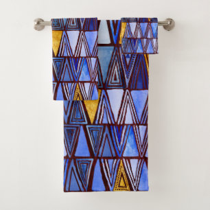 Aquarelle Triangles triangulaires bleus Gold