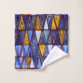 Aquarelle Triangles triangulaires bleus Gold (Gant de toilette)