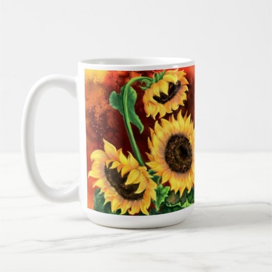 Aquarelle Trois Tournesols Café Mug (Gauche)
