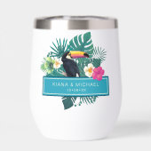 Aquarelle Tropical avec Mariage Toucan ID Turquois (Arrière)