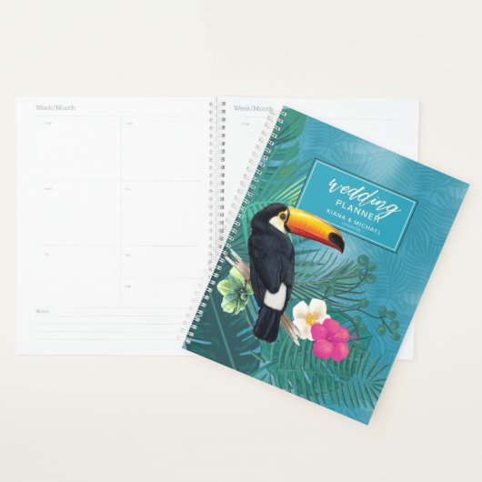 Aquarelle Tropical avec Mariage Toucan Turquoise V (Devant avec enveloppe)