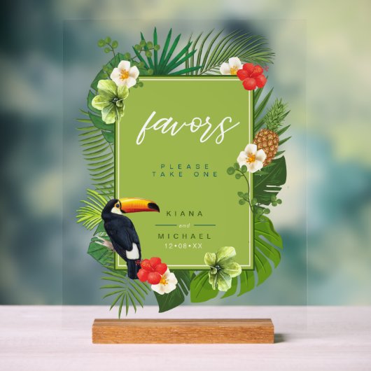 Aquarelle Tropical avec Toucan Favors Green ID577 (Neutre)