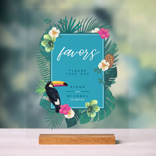 Aquarelle Tropical avec Toucan Favors Turquoise ID