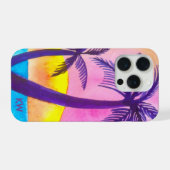 Aquarelle Tropical Beach Sunset Téléphone Case (Verso Horizontal)