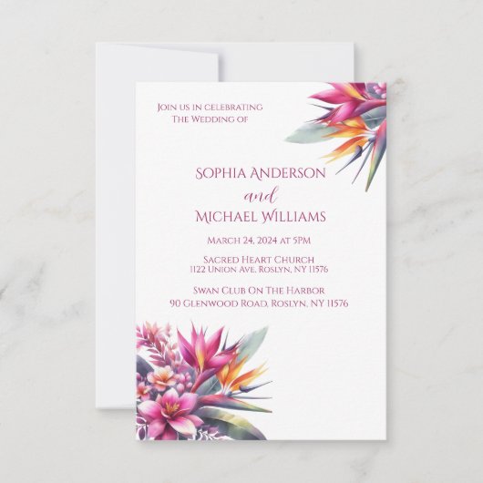 Aquarelle Tropical Bliss-Mariage Thème Invitation (Devant)