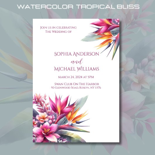 Aquarelle Tropical Bliss-Mariage Thème Invitation