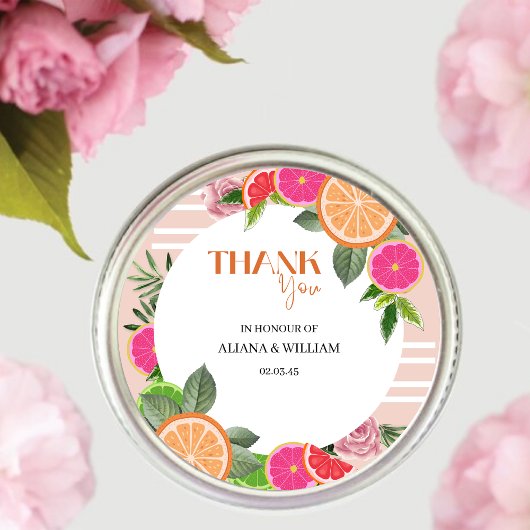 Aquarelle Tropical Citrus Merci Favor Sticker