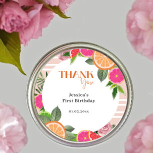 Aquarelle Tropical Citrus Merci Favor Sticker