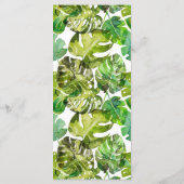 Aquarelle Tropical Feuille Menu mariage (Dos)