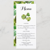 Aquarelle Tropical Feuille Menu mariage (Devant / Derrière)