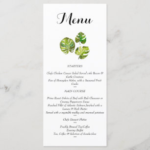 Aquarelle Tropical Feuille Menu mariage