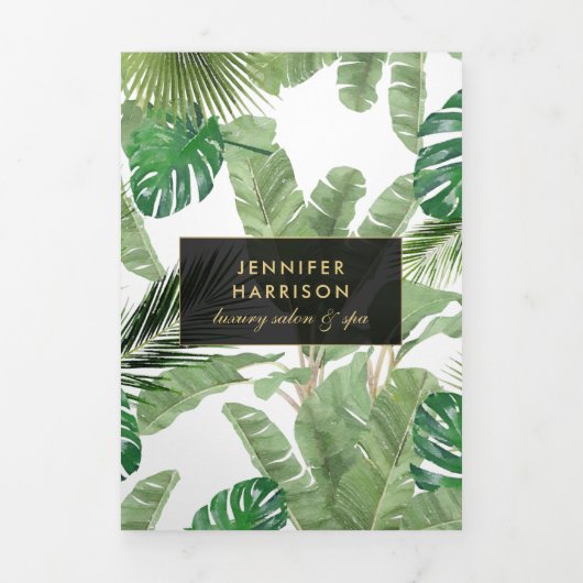 Aquarelle Tropical Feuille Motif Salon Brochure (Page de couverture)