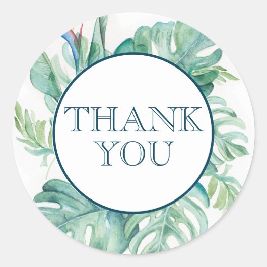 Aquarelle Tropical Feuille Party Favoriser Sticker (Devant)