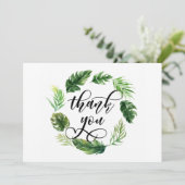 Aquarelle Tropical Feuilles Carte de remerciements (Debout devant)