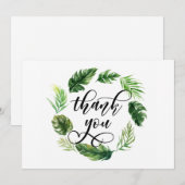 Aquarelle Tropical Feuilles Carte de remerciements (Devant / Derrière)
