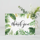 Aquarelle Tropical Feuilles Carte de remerciements (Debout devant)