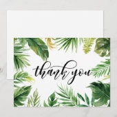 Aquarelle Tropical Feuilles Carte de remerciements (Devant / Derrière)