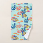 Aquarelle Tropical Fish & Coral Serviette Ensemble (Serviette à main)