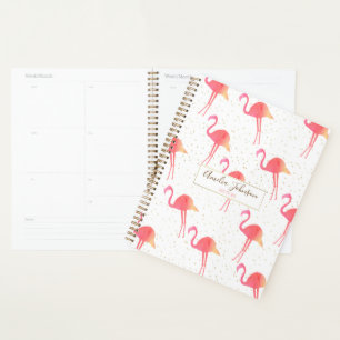 Aquarelle Tropical Flamant rose Or Épercées