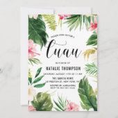 Aquarelle Tropical Floral Frame Luau Invitation (Devant)