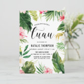 Aquarelle Tropical Floral Frame Luau Invitation (Debout devant)