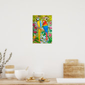 Aquarelle Tropical Macaw Parrots Poster (Cuisine)