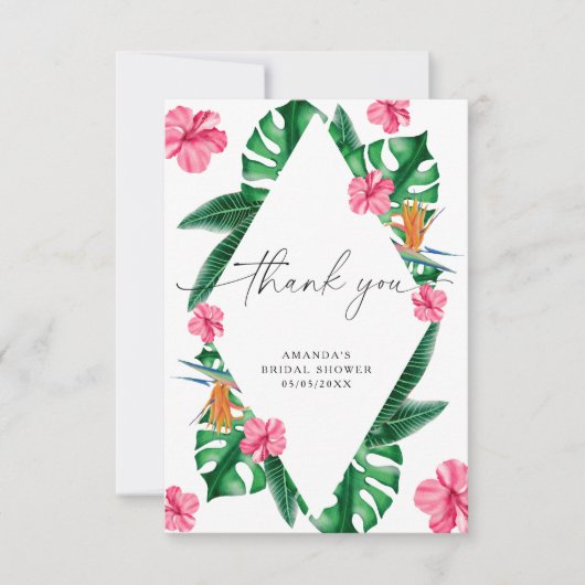 Aquarelle Tropical - merci douche nuptiale (Devant)